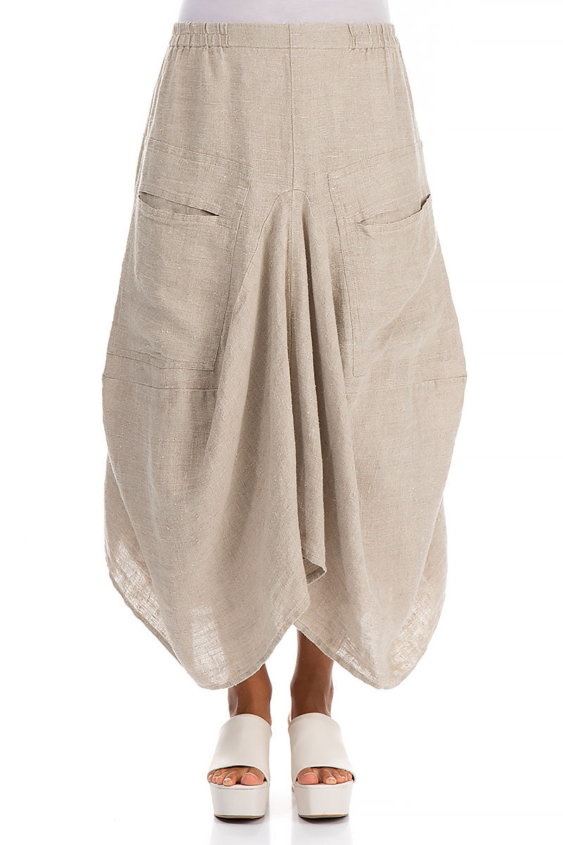 Draped Natural Linen Skirt
