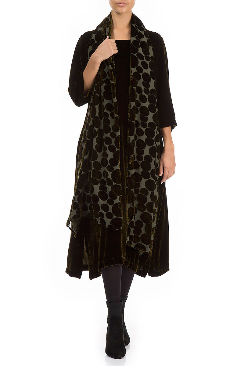 Devoré Bubbles Khaki Silk Velvet Scarf 3