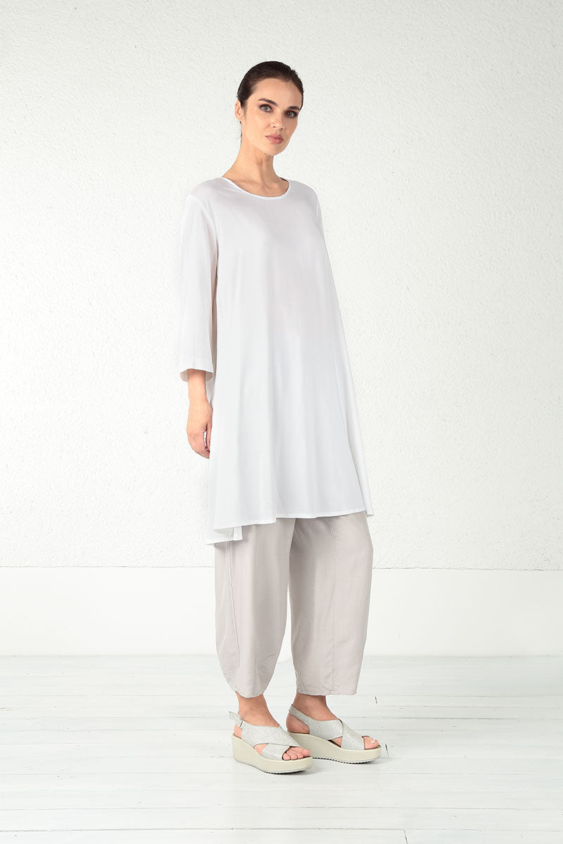 Buttoned Back White Silk Bamboo Tunic 7