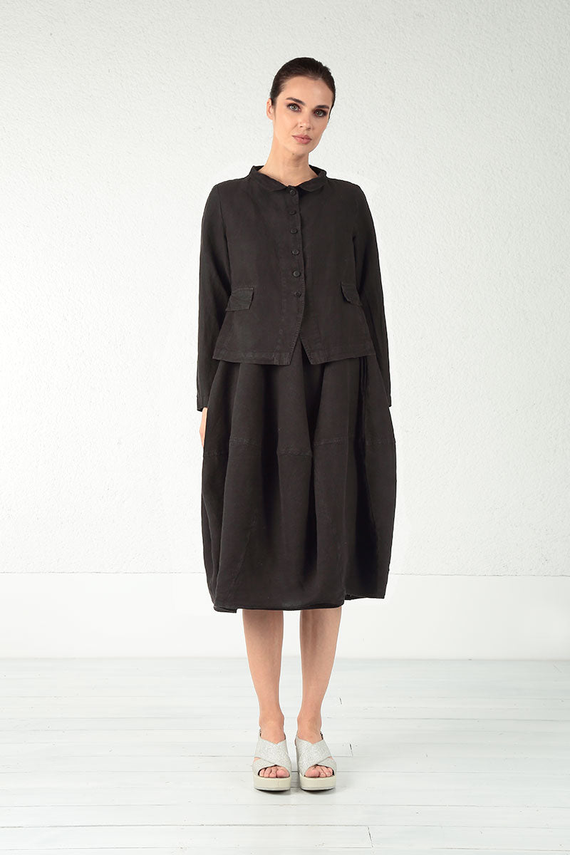 Elegant Buttoned Black Linen Jacket 7