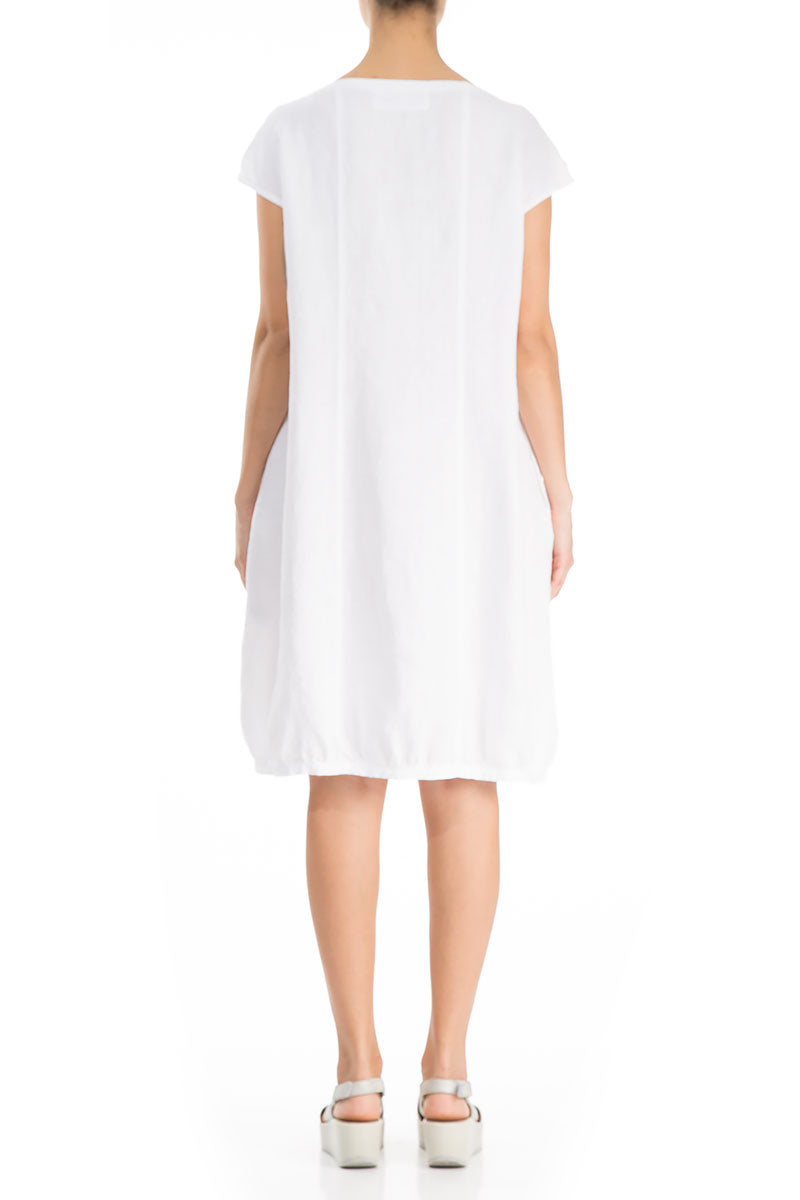 Evergreen Midi White Linen Dress