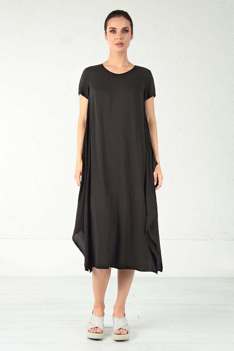 Single Pocket Black Silk Bamboo Dress 6