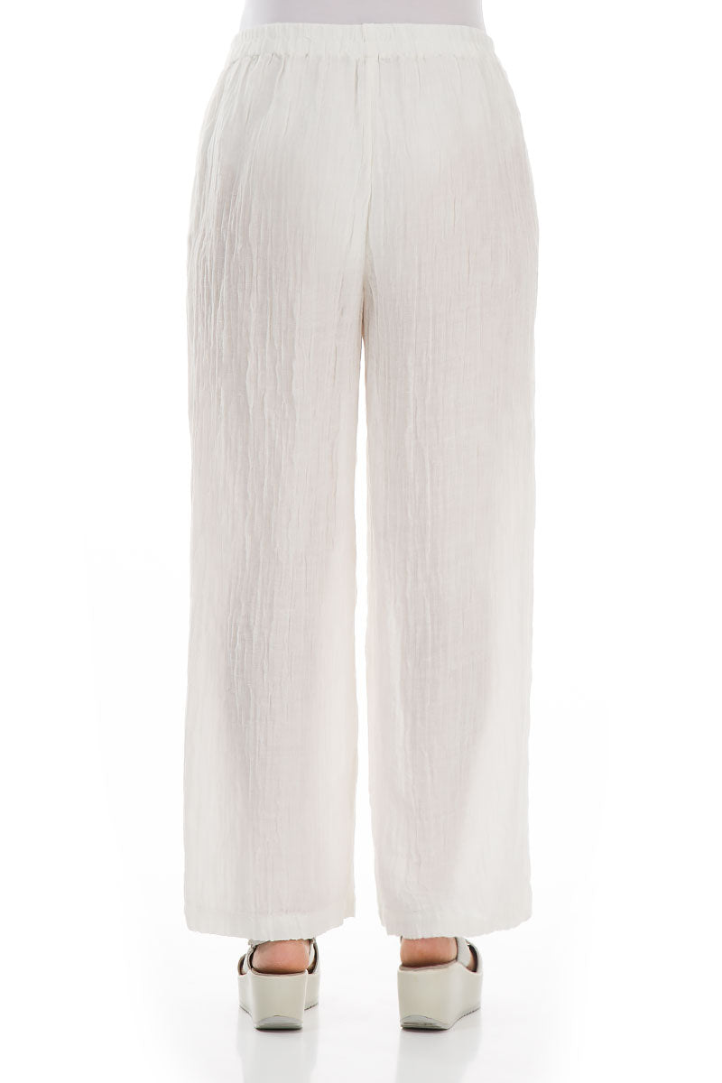 Straight Crinkled Off White Trousers 2
