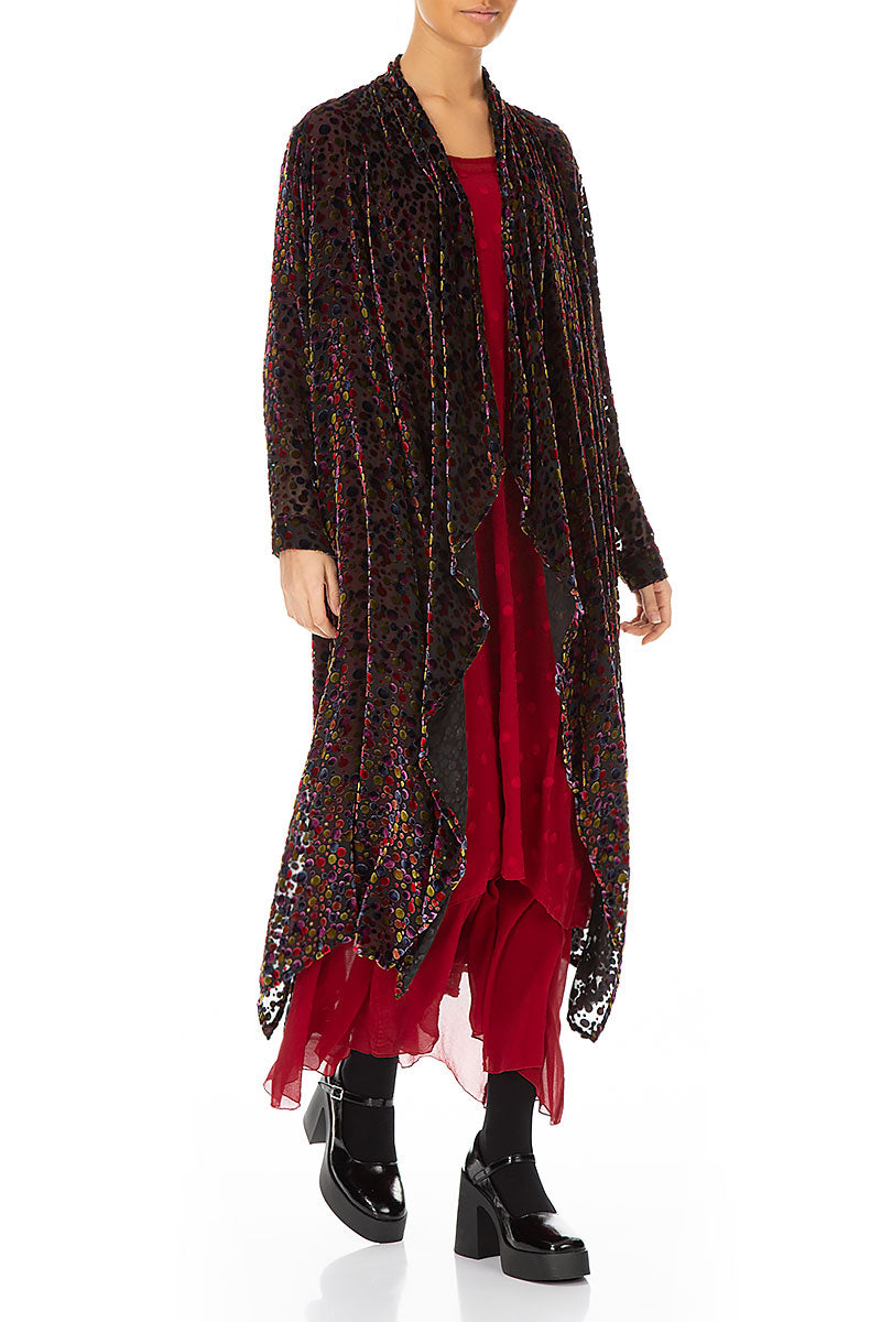 Festive Devoré Dot Open Silk Velvet Jacket 4