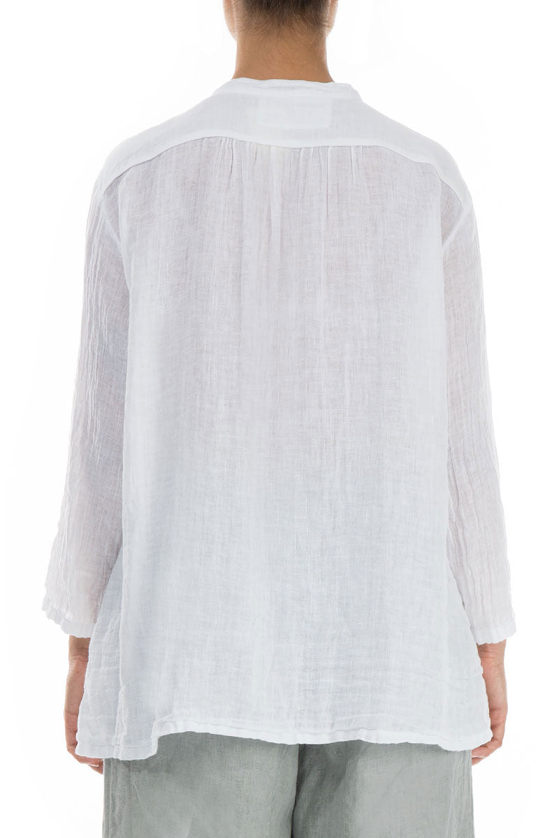 Layered White Gauze Linen Shirt 2