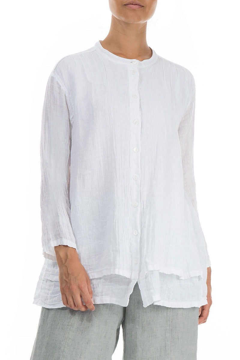 Layered White Gauze Linen Shirt 3