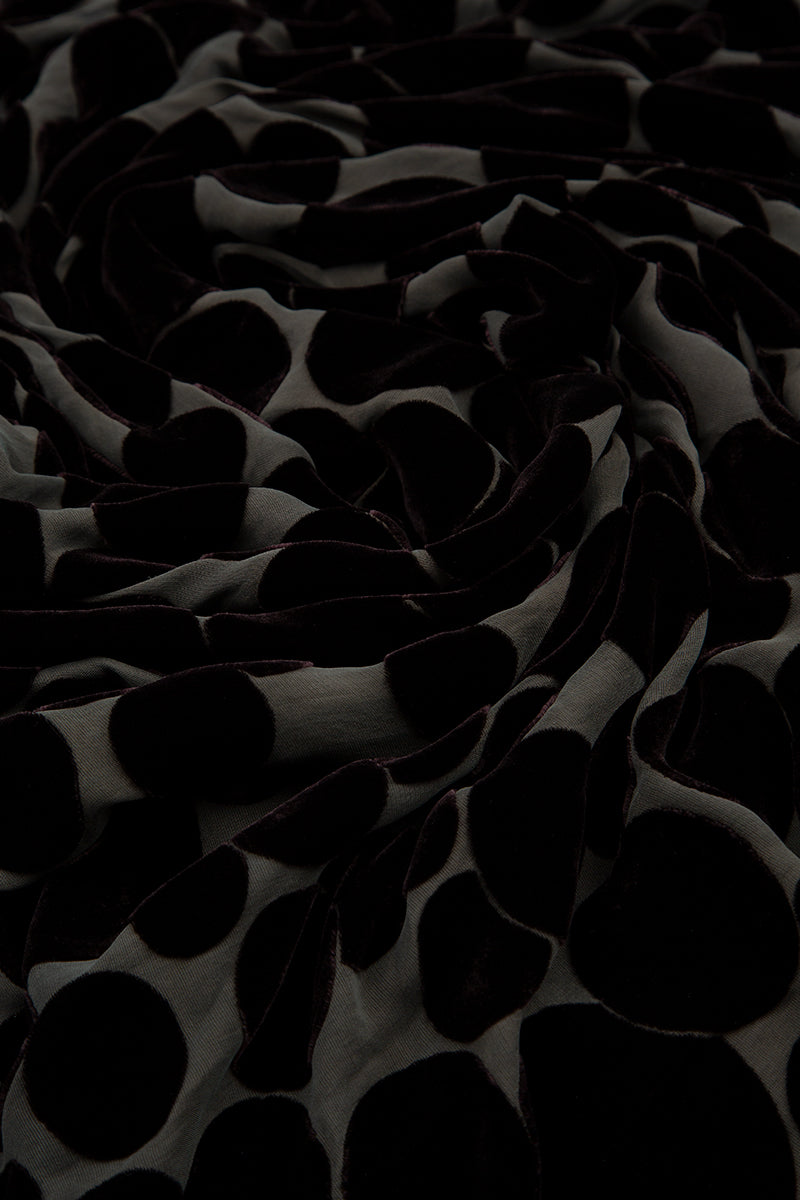 Flared Devoré Bubbles Black Silk Velvet Blouse 6