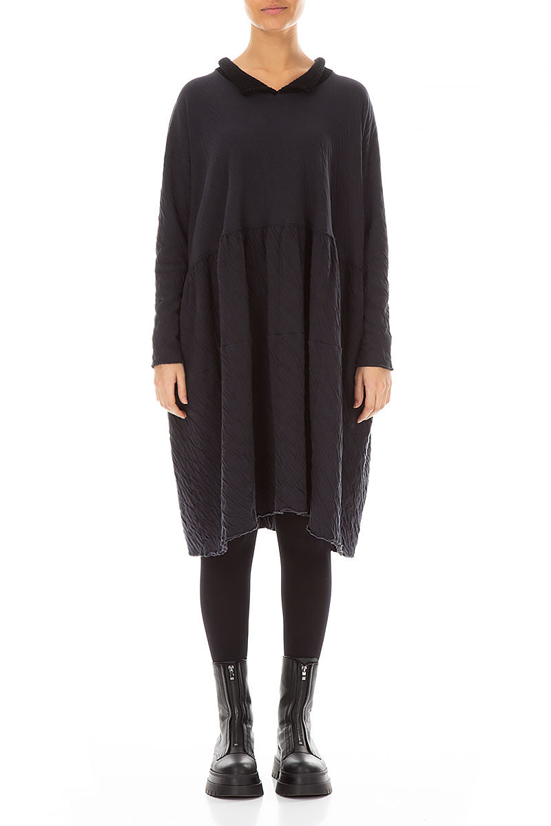 Flared Loose Grey Wavy Cotton Dress 1