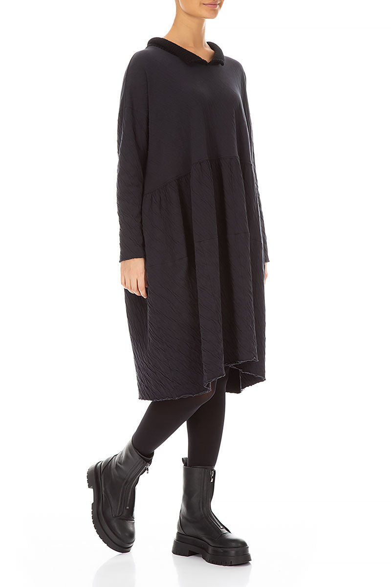 Flared Loose Grey Wavy Cotton Dress 4