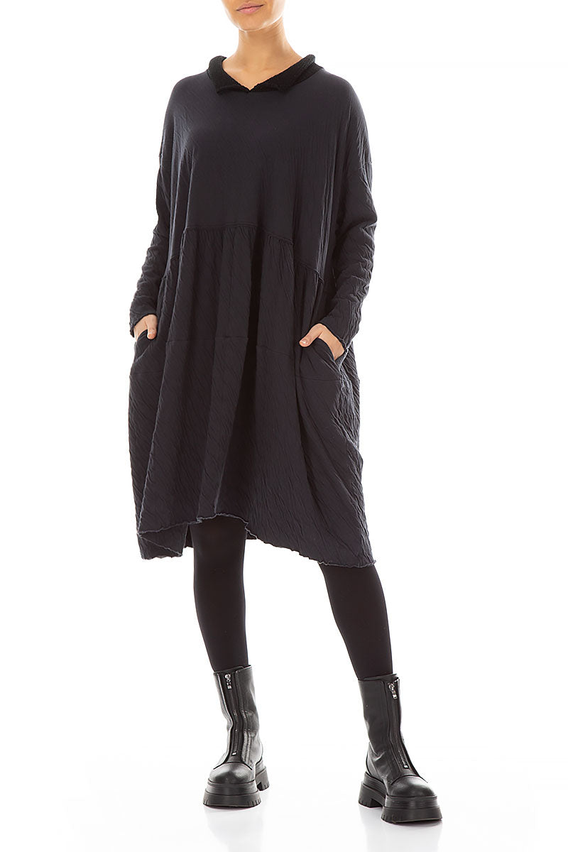 Flared Loose Grey Wavy Cotton Dress 3