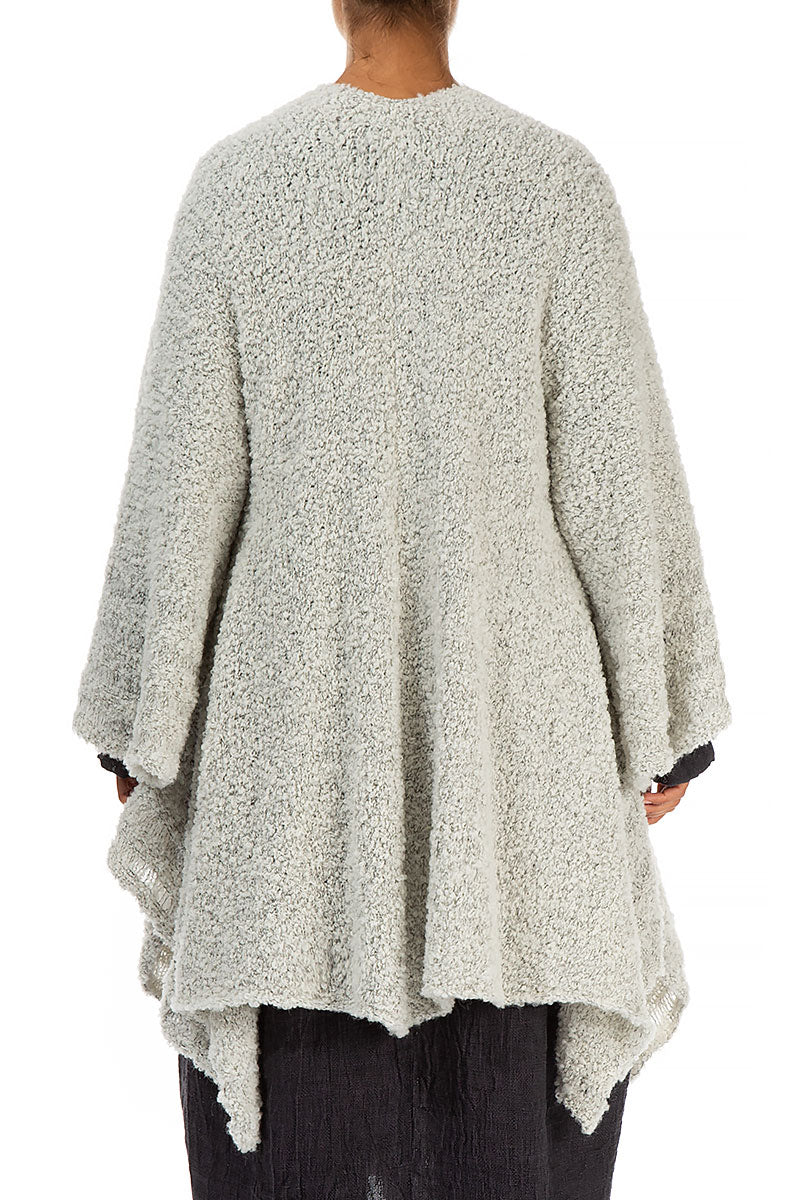 Flared Mélange Ivory Alpaca Wool Cardigan 2