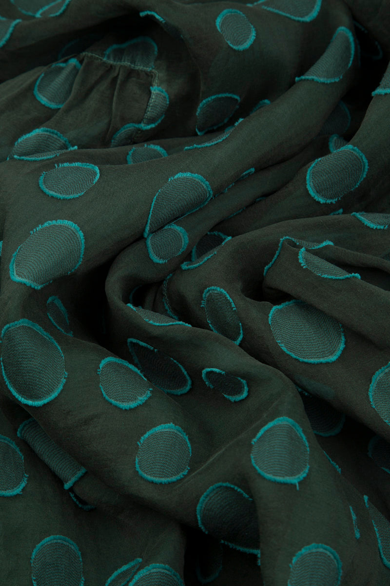 Flared Pine Green Bubbles Silk Tunic 5