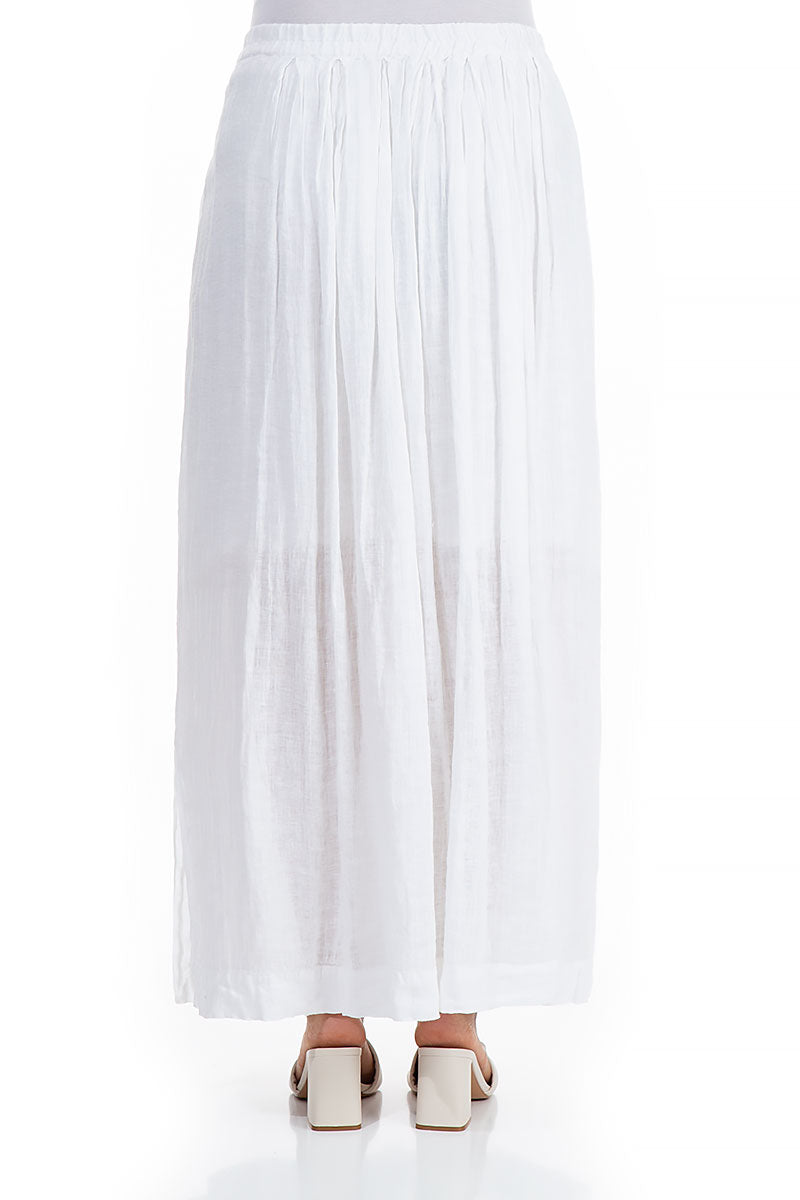 Flared White Linen Maxi Skirt 2