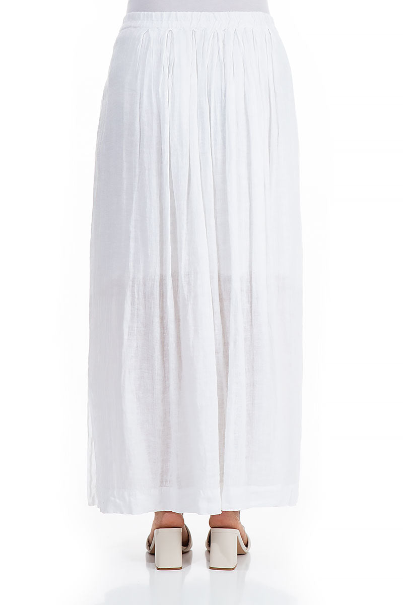 Flared White Linen Maxi Skirt