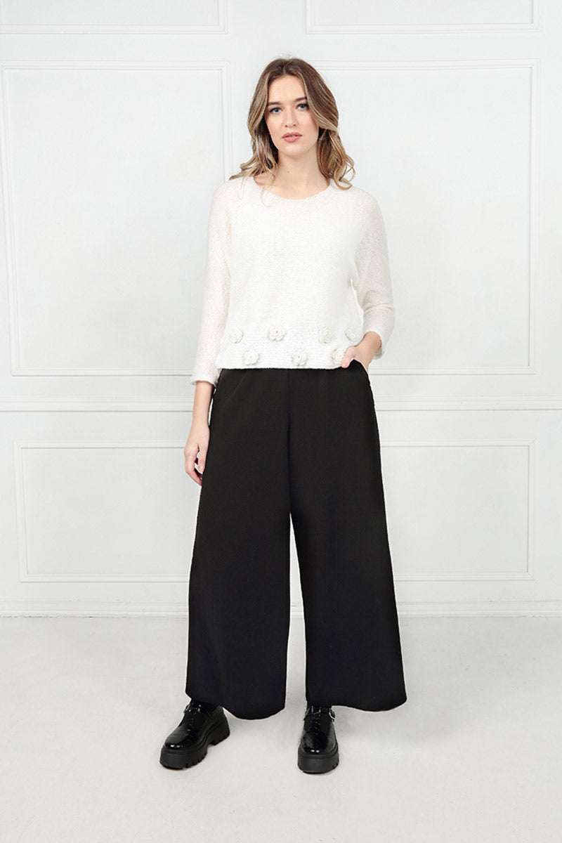 Flowers White Wool Sweater 6