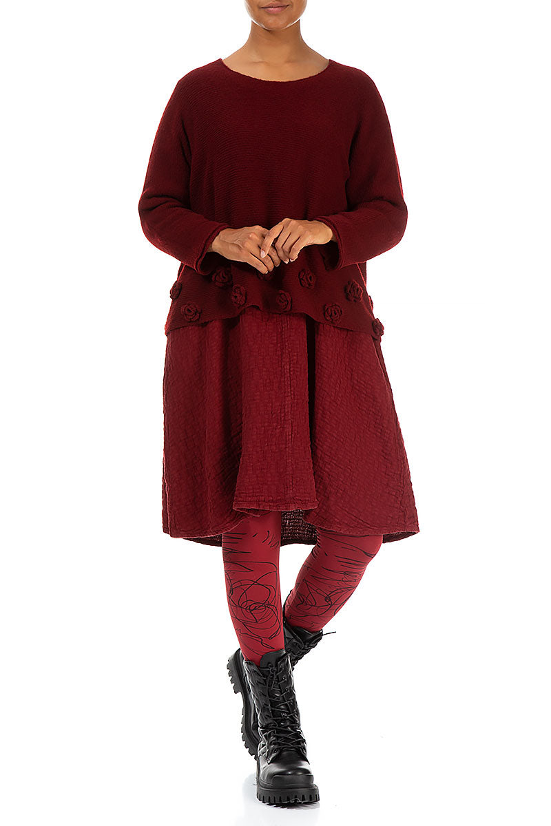 Flowers Maroon Wool Sweater 4