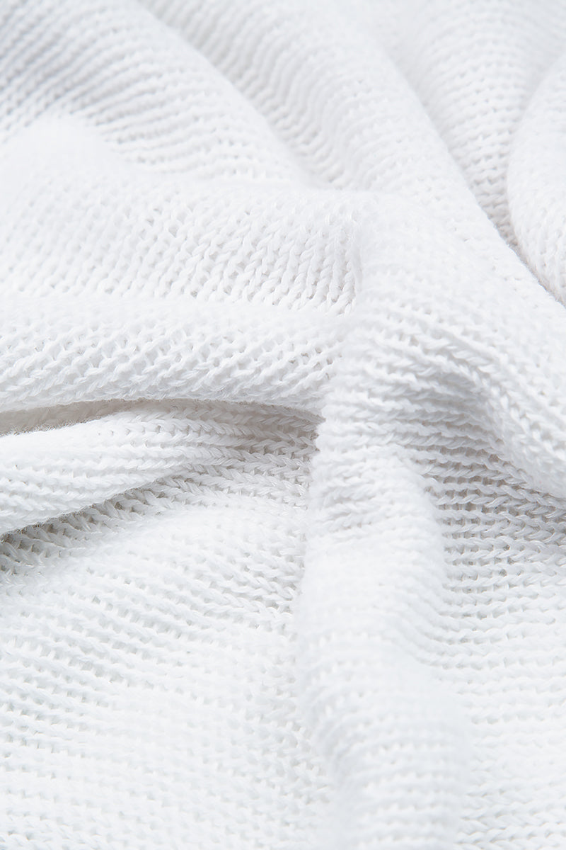 Flowers Decorated White Linen Jumper 5