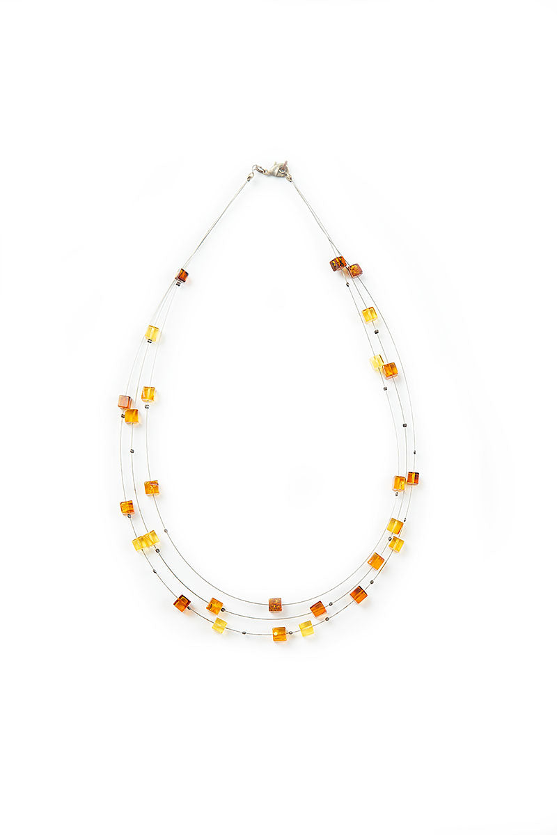 Geometric Amber Bead Necklace 1