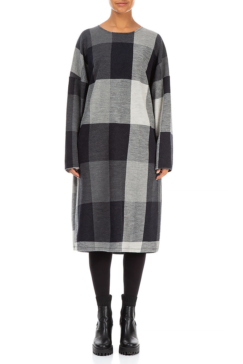 Grey Checks Pure Wool Dress 1