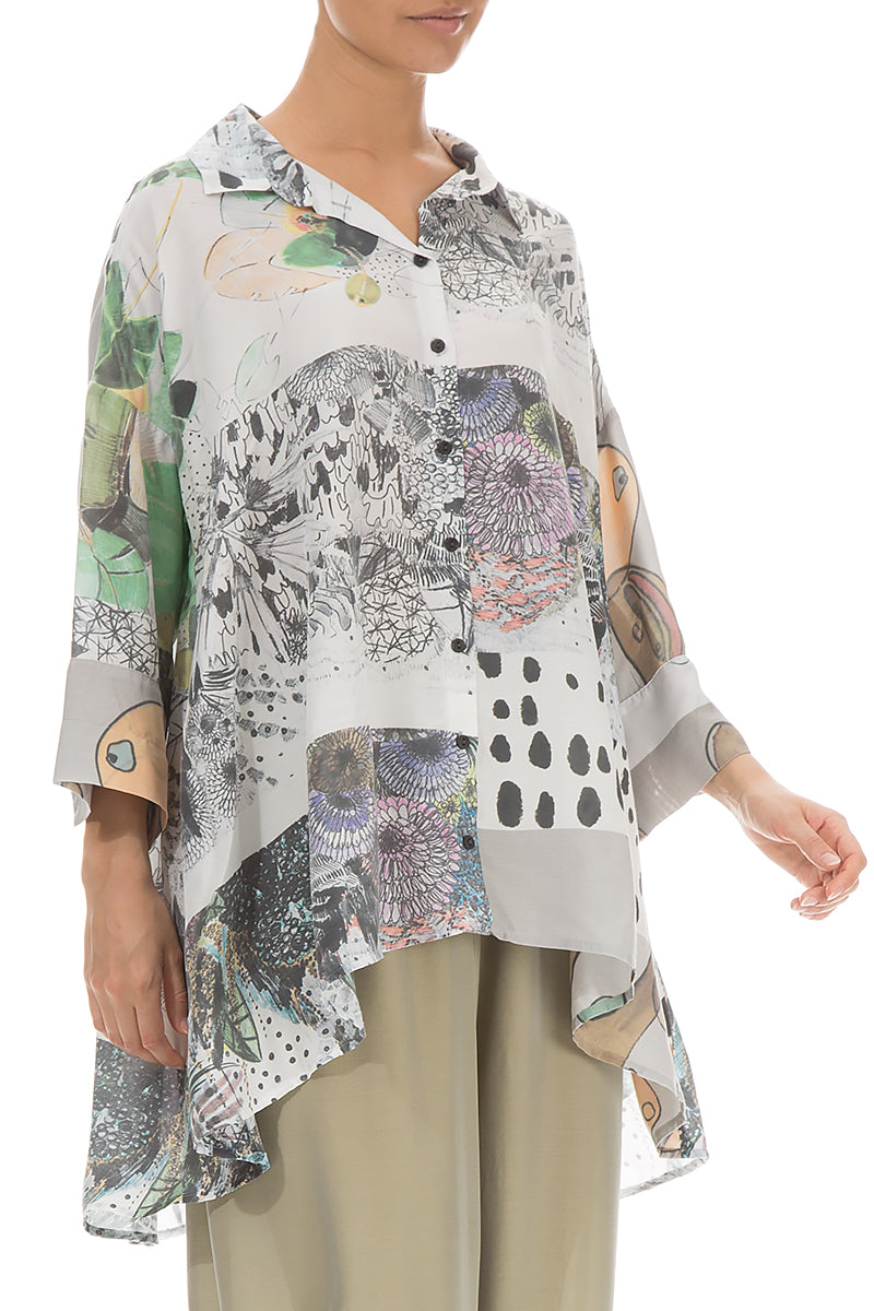 Hand Painted Silk Bamboo Shirt 4