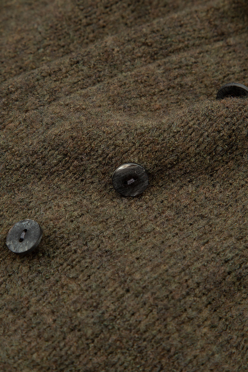 Hooded Khaki Wool Cardigan 5
