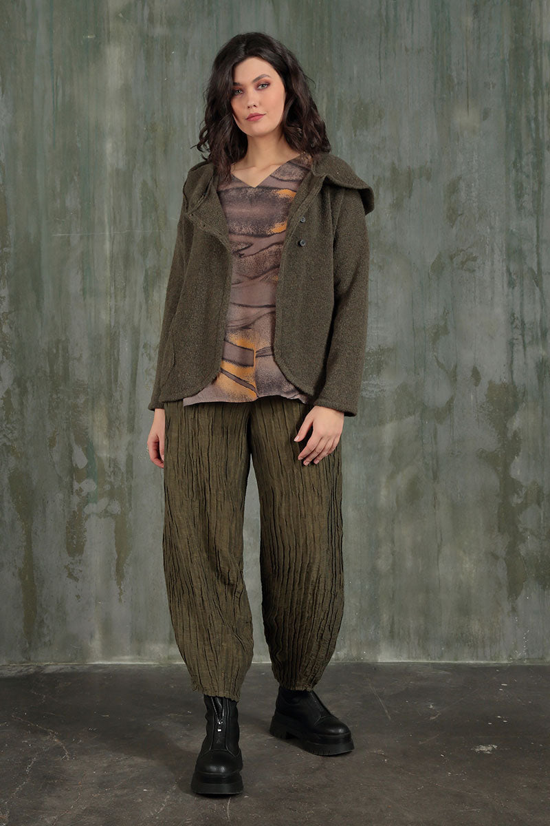 Hooded Khaki Wool Cardigan 6