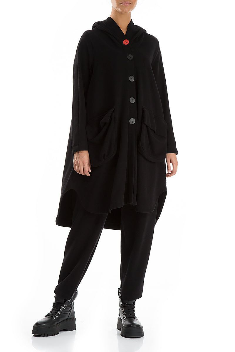 Hooded Oversized Black Jacket-Coat 4