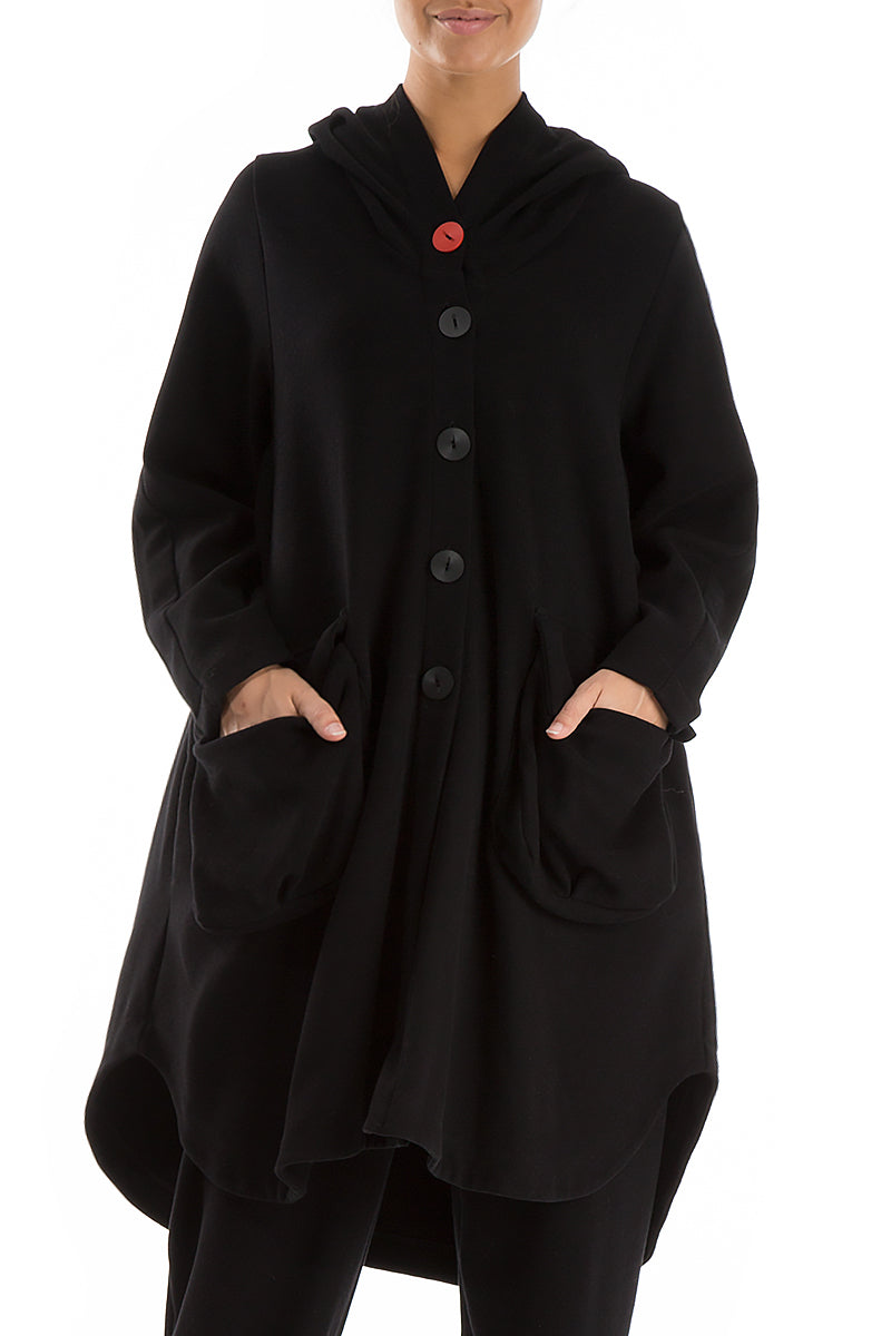 Hooded Oversized Black Jacket-Coat 3