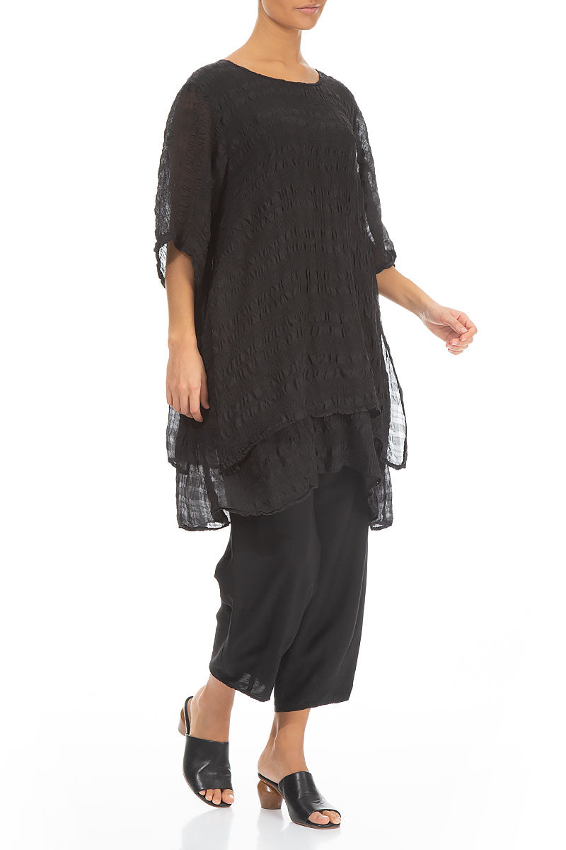 Layered Black Silk Tunic 4