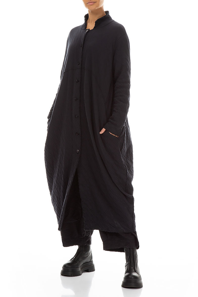 Long Balloon Grey Wavy Cotton Coat 4