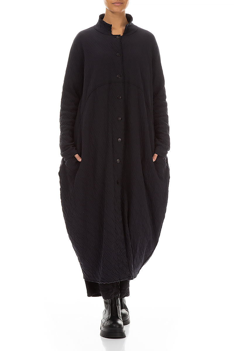 Long Balloon Grey Wavy Cotton Coat 3