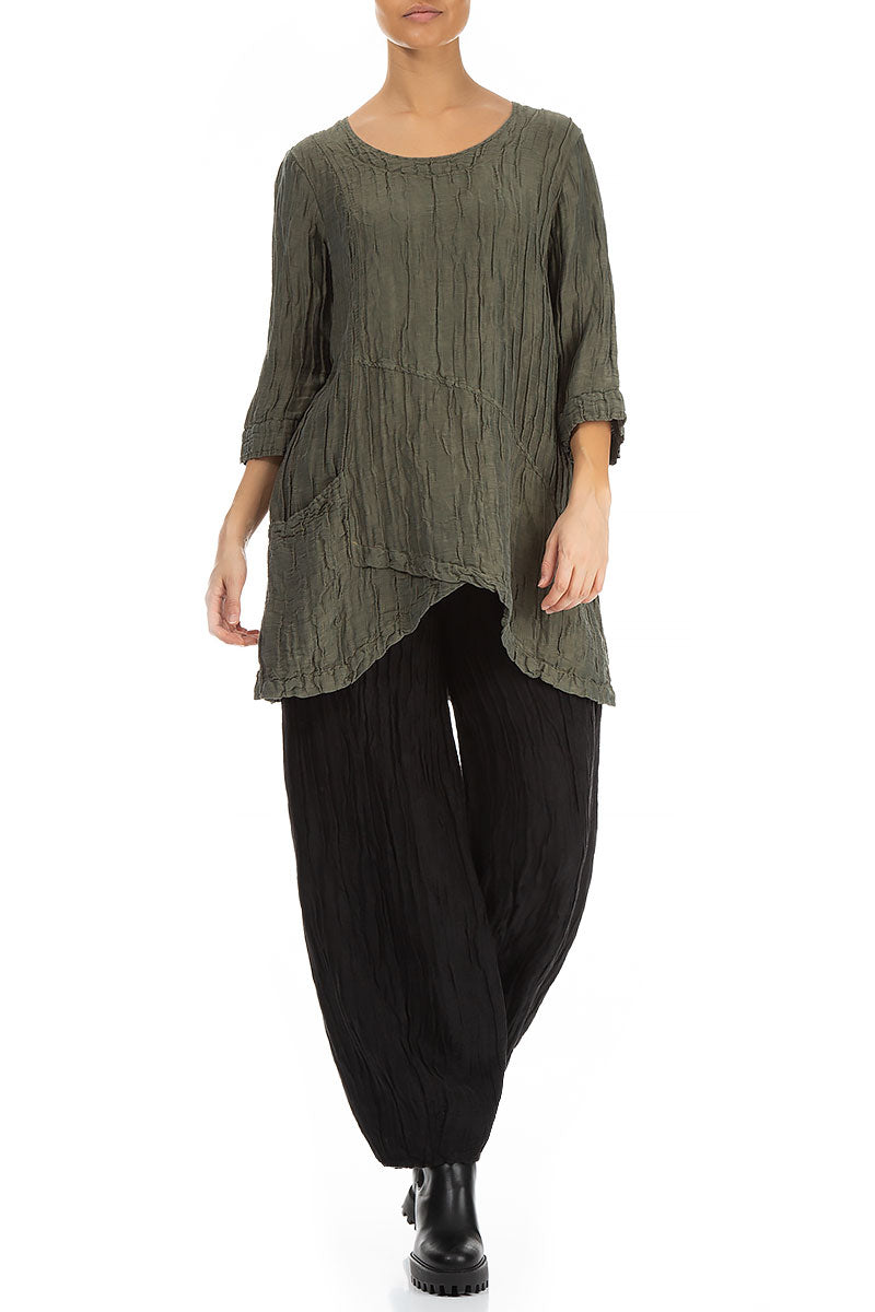 Long Black Crinkled Trousers 5