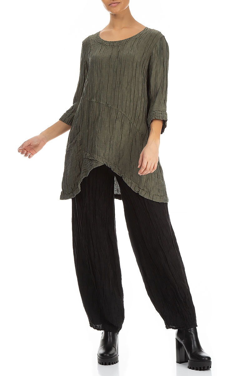 Long Black Crinkled Trousers 4