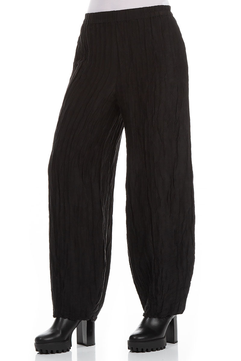 Long Black Crinkled Trousers 3
