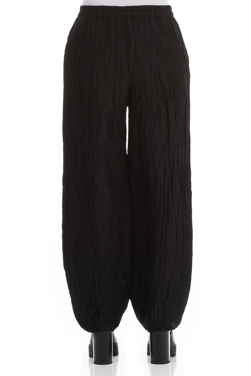 Long Black Crinkled Trousers 2