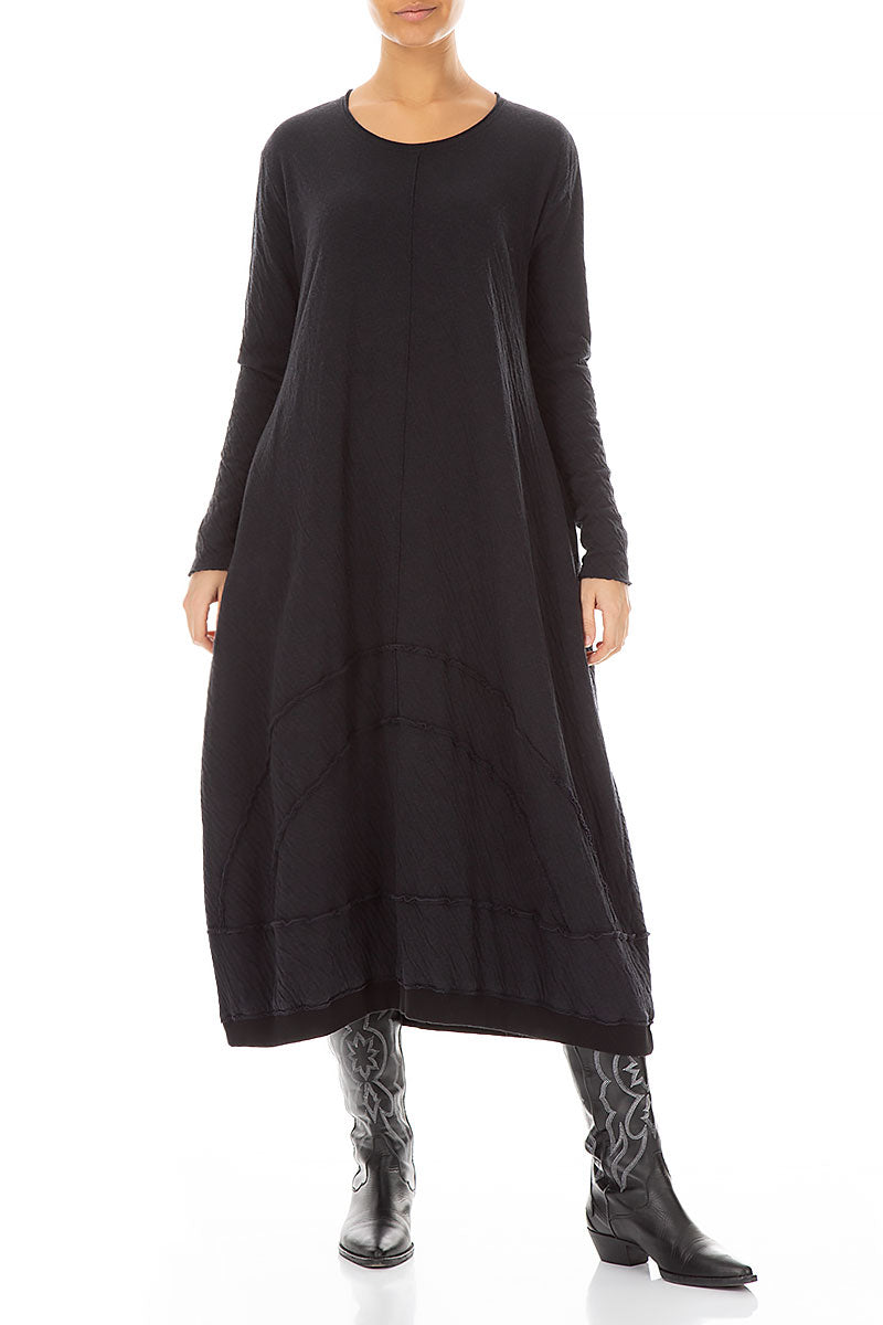 Long Grey Wavy Cotton Dress 3