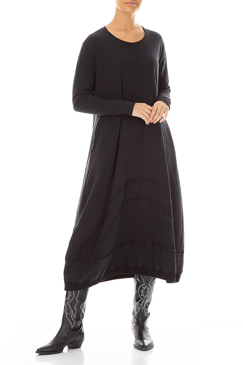 Long Grey Wavy Cotton Dress 4