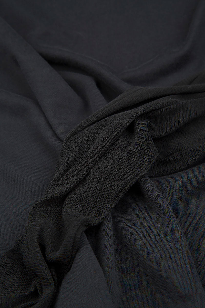 Long Mesh Sleeves Black Cotton Blouse 6