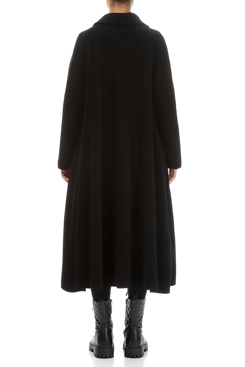 Long Zip Black Cotton Jersey Jacket - Coat 2