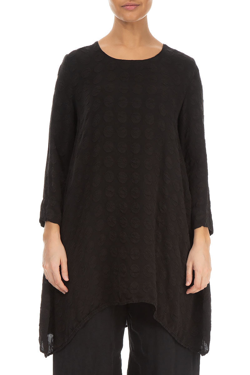 Longer Edges Bubble Black Silk Tunic 1