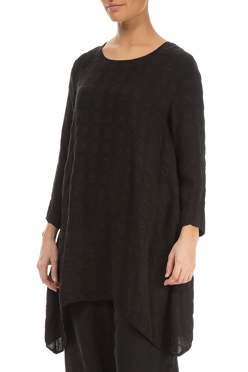 Longer Edges Bubble Black Silk Tunic 3