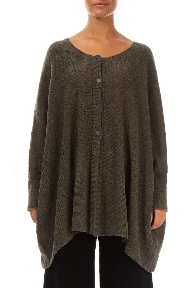 Loose Boxy Khaki Wool Cardigan 1