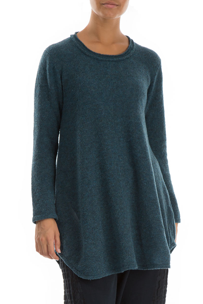 Loose Cosy Teal Wool Sweater 4