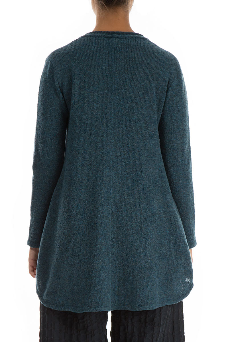 Loose Cosy Teal Wool Sweater 2