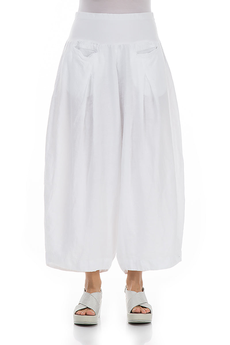 Loose White Linen Trousers