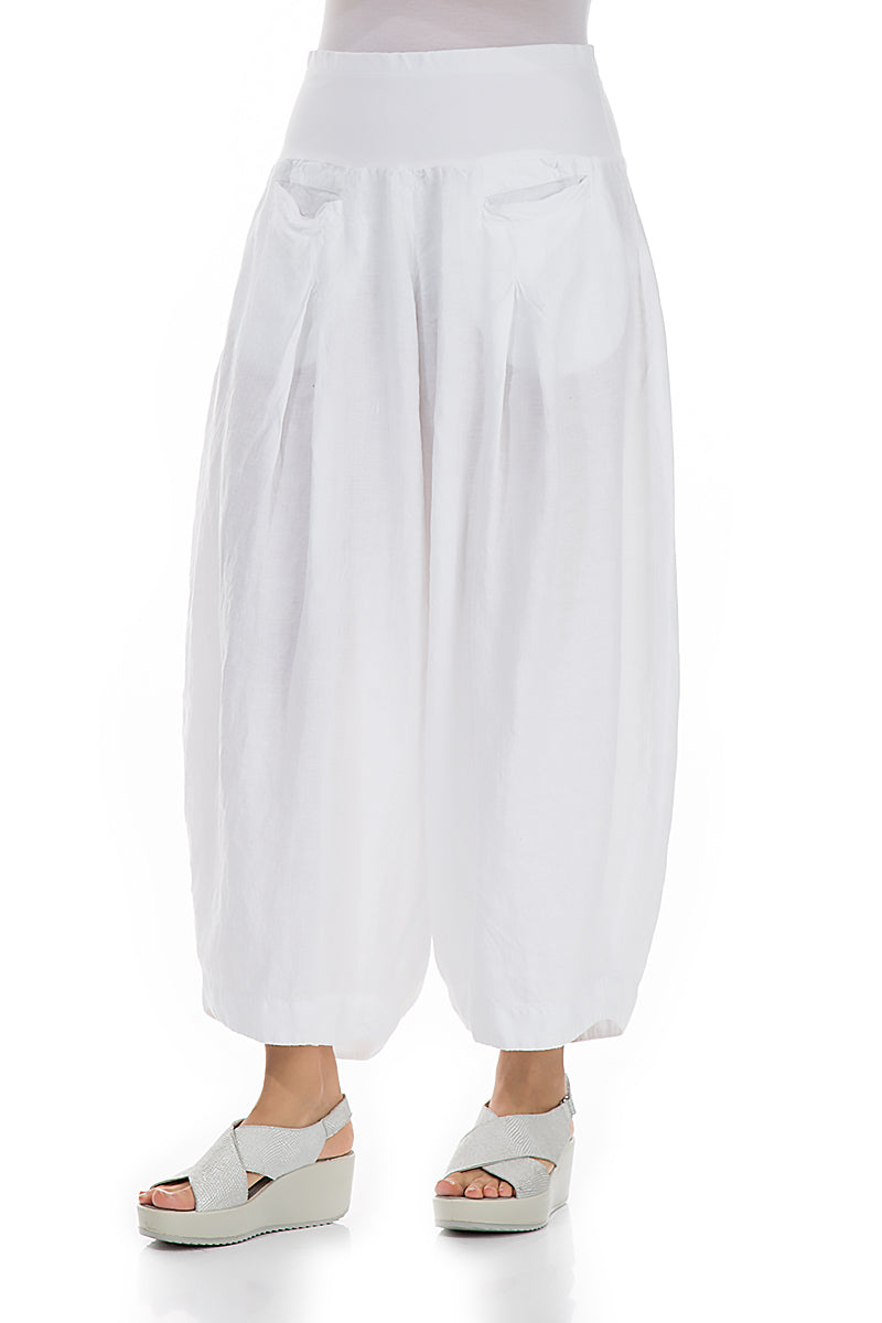 Loose White Linen Trousers 3