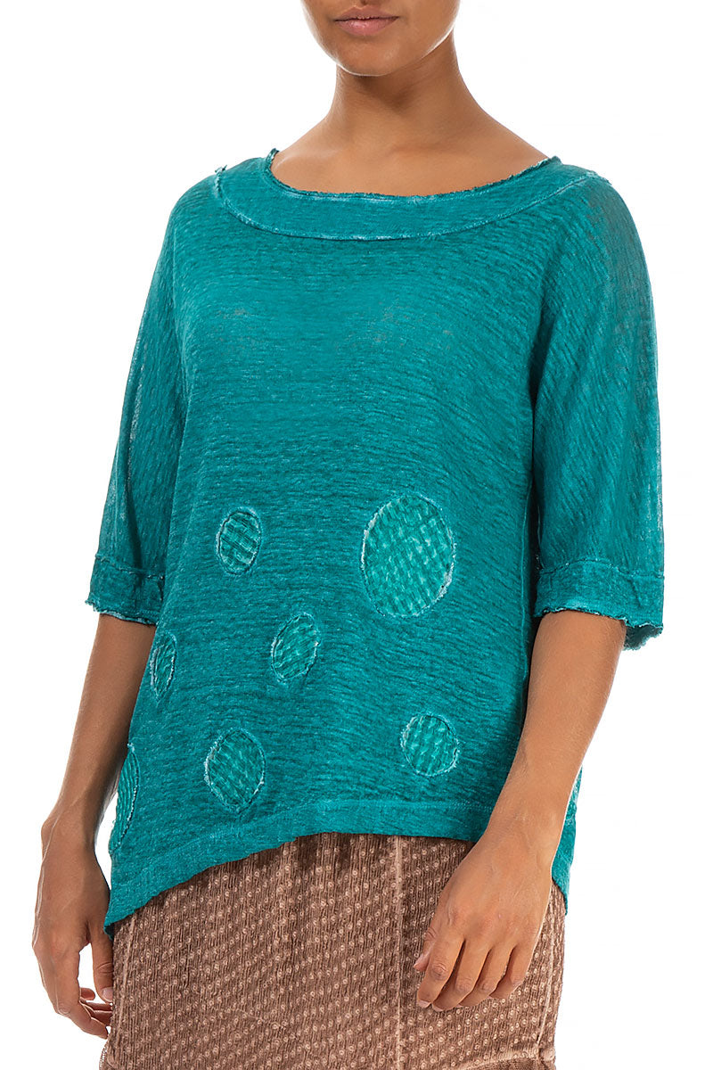 Washed Effect Bright Ocean Linen Jersey Top 3