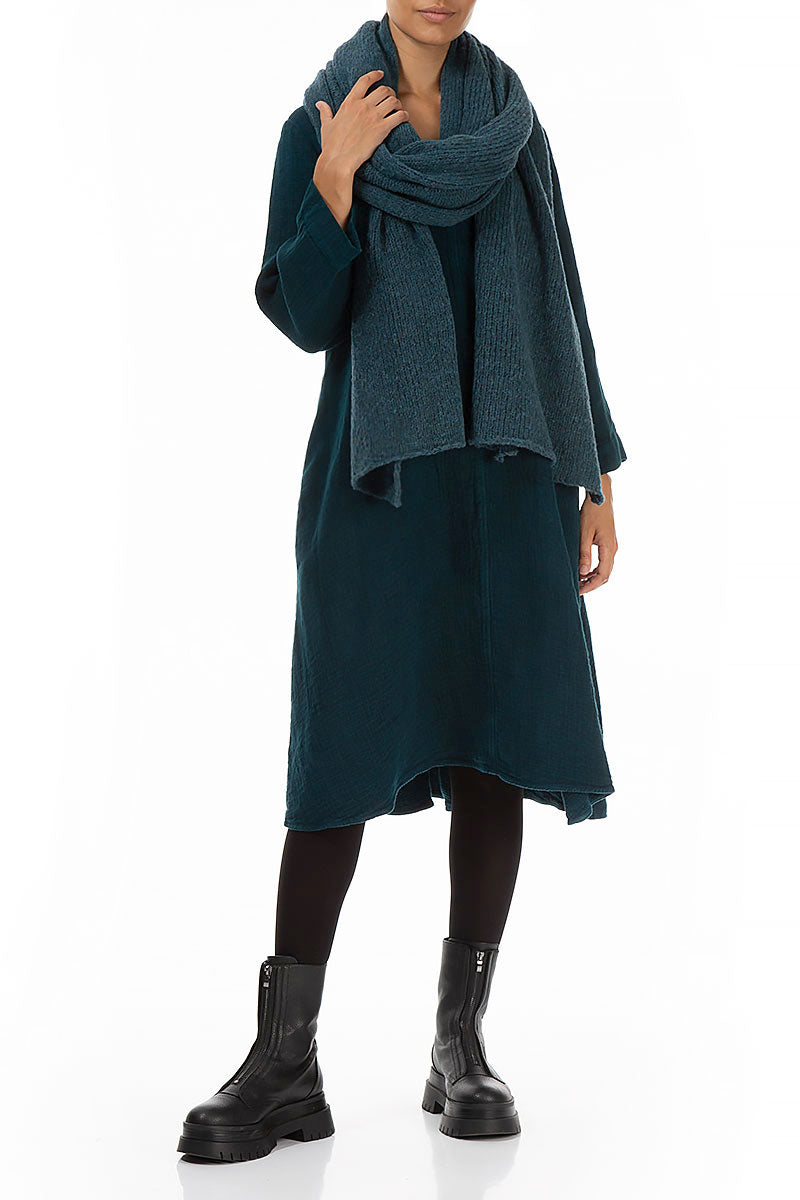 Extra Long Teal Wool Scarf 4