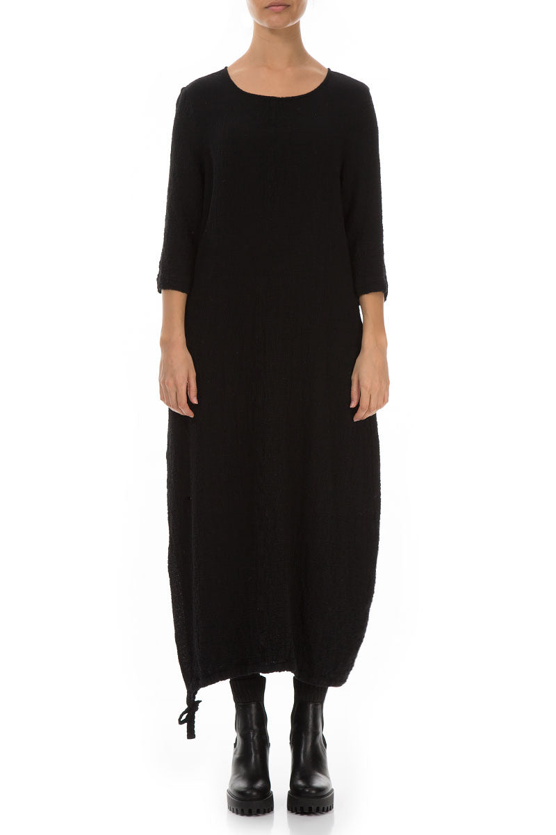 Maxi Balloon Black Wool Dress 1