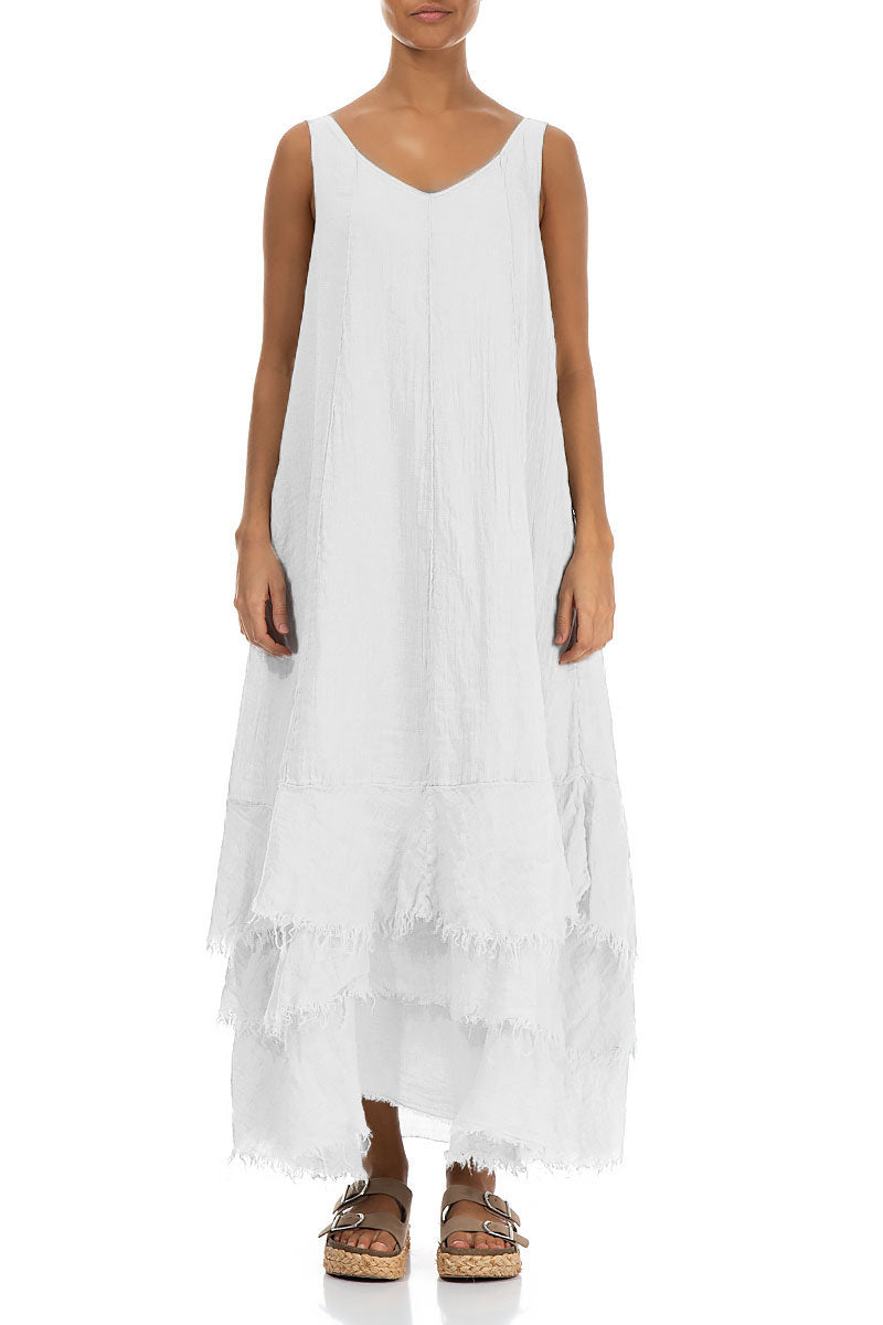 Maxi Pure White Gauze Linen Dress
